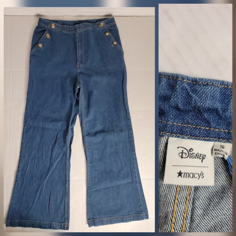 DISNEY x MACY'S Minnie Majorette High Rise Wide-Leg Jeans Size 16